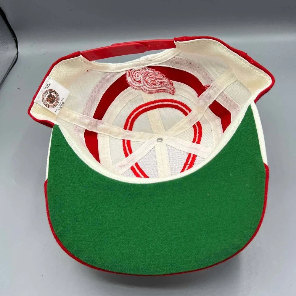 Vintage Detroit Red Wings Hat Men White Twins Enterprise NHL Snap‎ Back Cap New